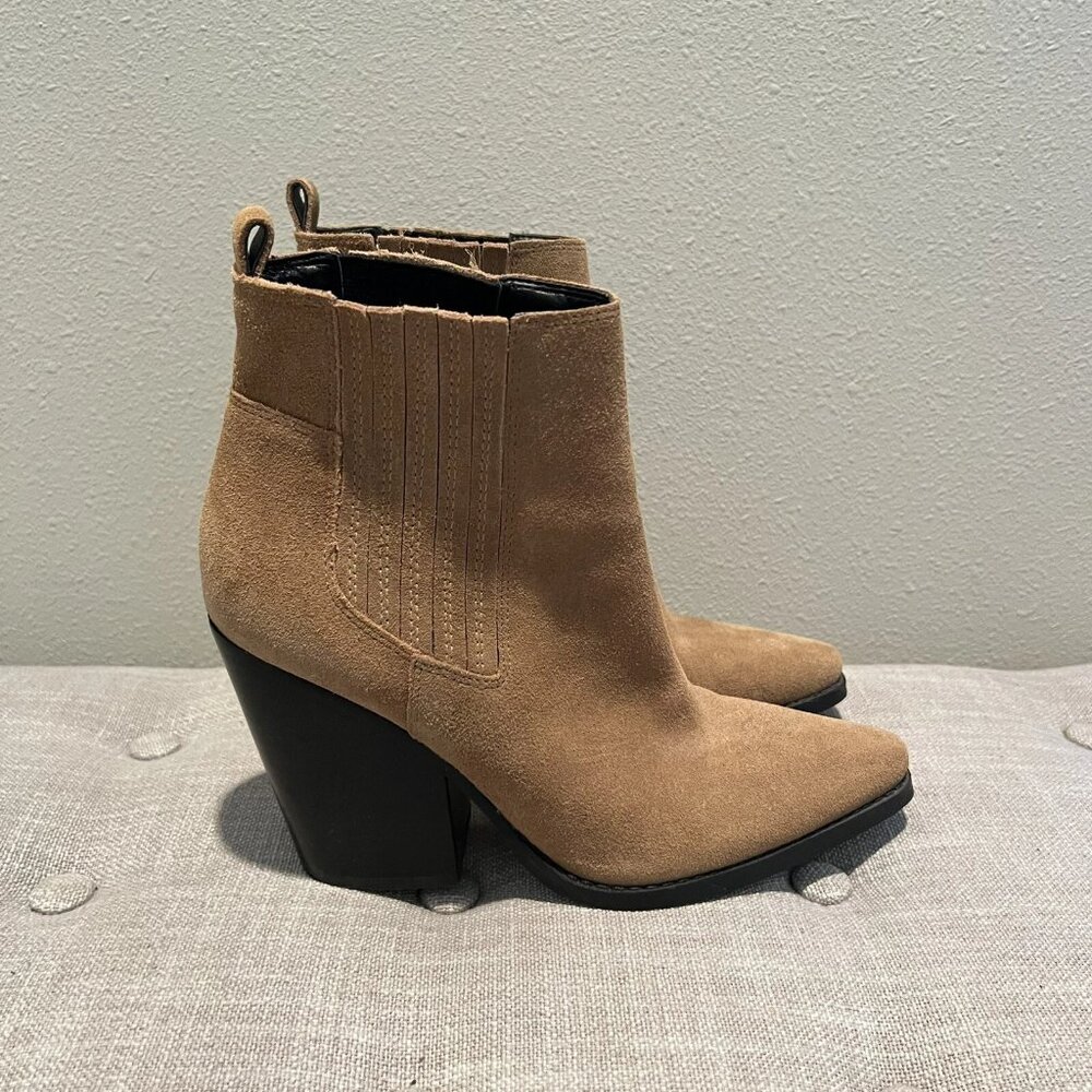Kendall + Kylie Western Chelsea Bootie Brown Suede Block Heel Size 7.5 - Picture 3 of 7